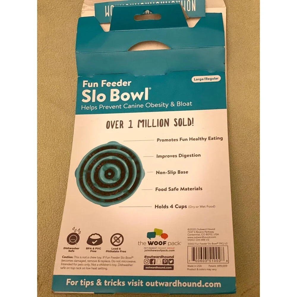 Outward Hound Fun Feeder Slo Bowl - Blue, Large/Regular